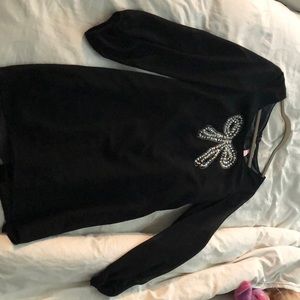 Short black dress with jeweled front